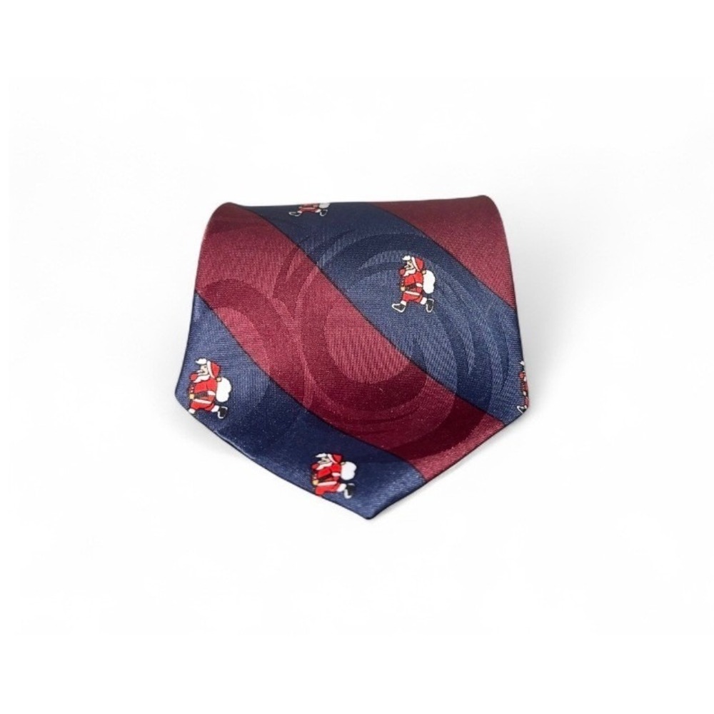 Creative Apparel Group‎ LTD Men's Christmas Santa Tie Burgundy Navy Stripe